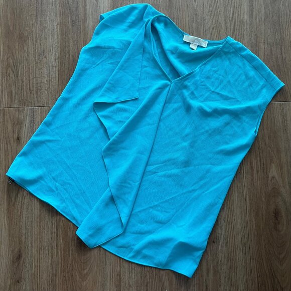 Michael Kors Sleeveless Front Single Ruffle Blouse Blue Women’s Size M - Picture 1 of 7
